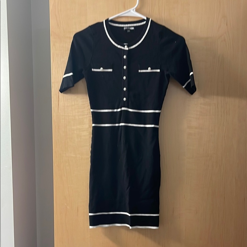 Black Dress with White Accents